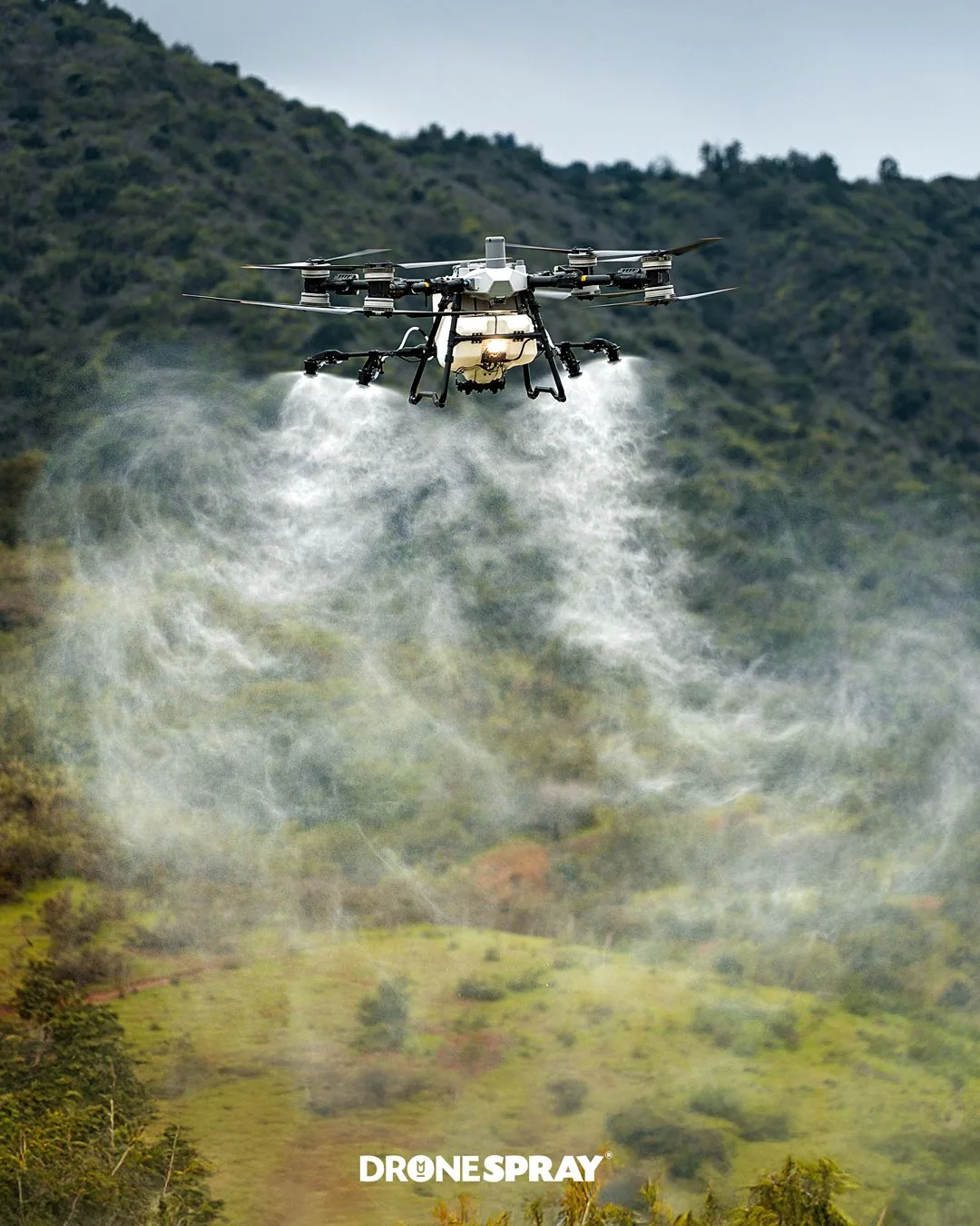 Drones Dronespray® sobre huerto frutal